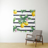 Tenture Branche de citron : lisière d'aquarelle d'agrumes (En situation)