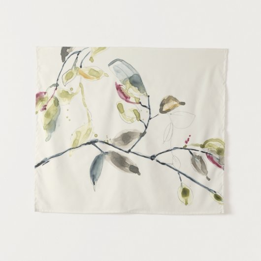 Tenture Branche feuille aquarelle (Devant (Horizontal))