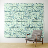 Tenture Branches, blanc, vert, leaves, bamboo (En situation (horizontale))