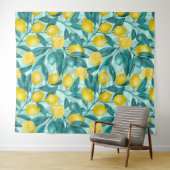 Tenture Branches de citron bleu et jaune (En situation (horizontale))