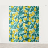 Tenture Branches de citron bleu et jaune (Devant)