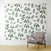 Tenture Branches de feuillage avec Feuilles verts en blanc (En situation (horizontale))