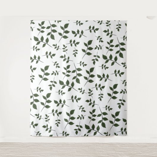Tenture Branches de feuillage avec Feuilles verts en blanc (Devant)