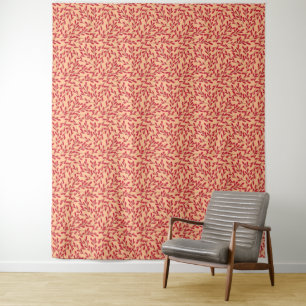 Tenture Branches feuillues rouges motif sans couture