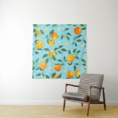 Tenture Branches of oranges with flowers on a blue backgro (En situation)