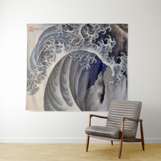 Tenture Breaking Waves, Hokusai (En situation (horizontale))