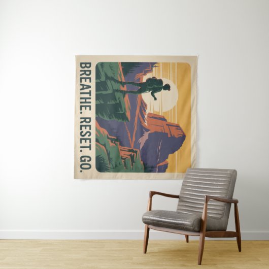 Tenture Breathe. Reset. Go. (En situation (horizontale))