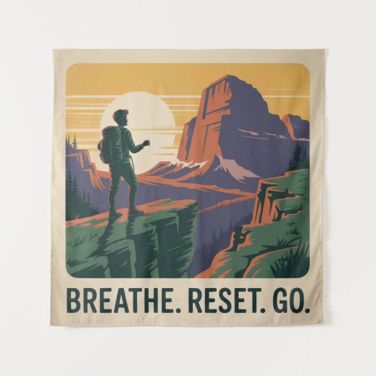 Tenture Breathe. Reset. Go. (Devant)