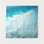 Tenture Breathe Yoga Citation Retro Beach Turquoise Blue O (Devant)