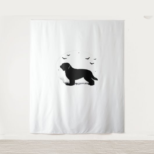 Tenture Briard Chien - Halloween Lune Silhouette surdimens (Devant)