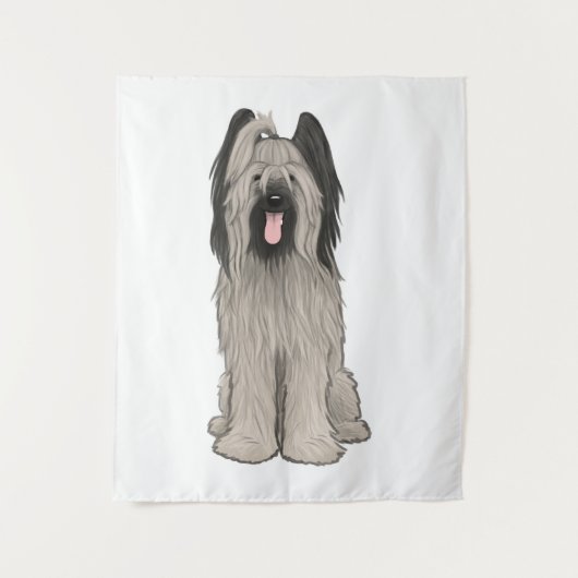 Tenture Briard mignon chien de dessin (Devant)
