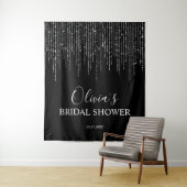 Tenture Bridal Shower Backdrop - Night & String Lights (En situation)