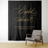 Tenture Bridal shower elegant black and gold backdrop (En situation)
