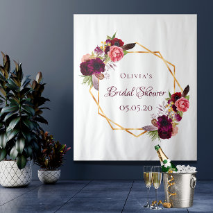 Tenture Bridal shower floral gold geometric burgundy name
