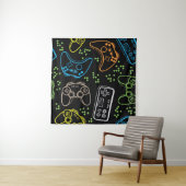 Tenture Bright gaming joysticks : motif cool. (En situation (horizontale))