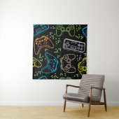Tenture Bright gaming joysticks : motif cool. (En situation)