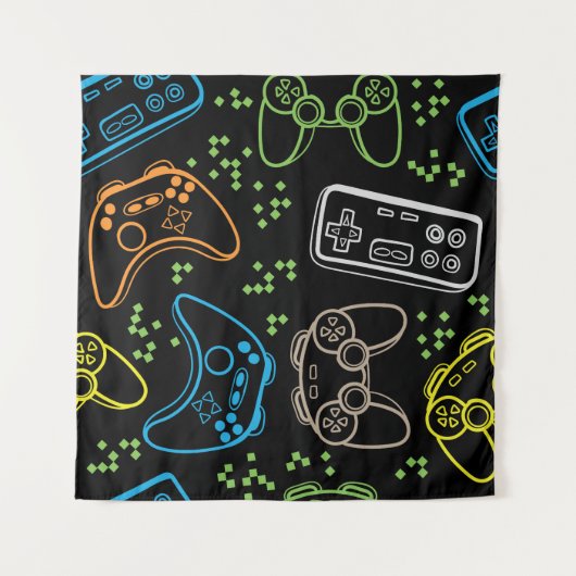 Tenture Bright gaming joysticks : motif cool. (Devant)