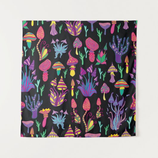 Tenture Bright,hallucinogenic,decorative,fantastic mushroo (Devant)