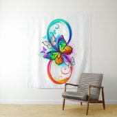 Tenture Bright infinity with rainbow butterfly (En situation)