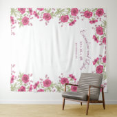 Tenture Bright Pink Rose Wedding Photo Backdrop (En situation (horizontale))