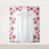 Tenture Bright Pink Rose Wedding Photo Backdrop (Devant)