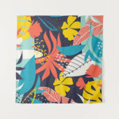 Tenture Bright Tropical Feuilles Dark Motif (Devant (Horizontal))
