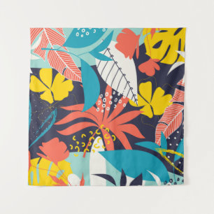 Tenture Bright Tropical Feuilles Dark Motif
