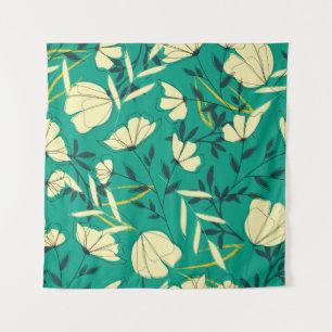 Tenture Bright tropical seamless pattern with leaves and p