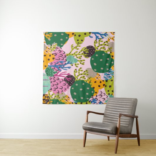 Tenture Bright underwater illustration pattern with beauti (En situation (horizontale))