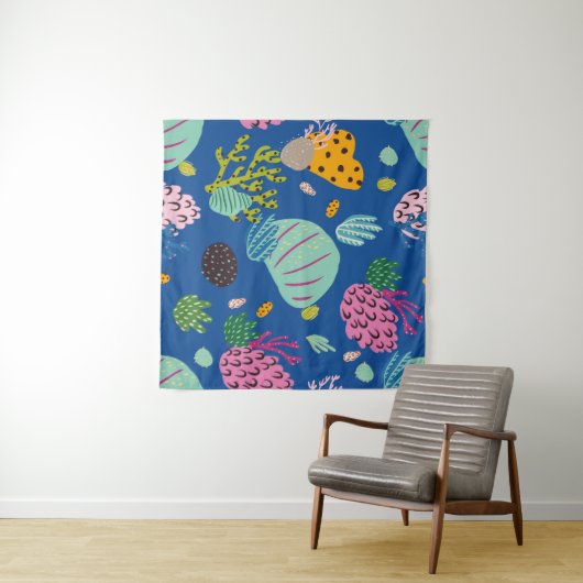 Tenture Bright underwater seamless pattern with beautiful (En situation (horizontale))