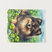Tenture Brindle Pomeranian Shamrock (Devant (Horizontal))