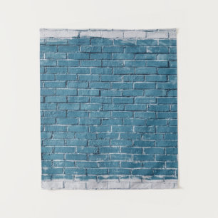 Tenture Briques de béton gris peintes en bleu