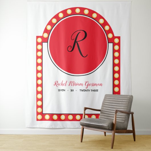 Tenture BROADWAY MARQUEE Bat mitzvah Photo Booth Backdrop (En situation)