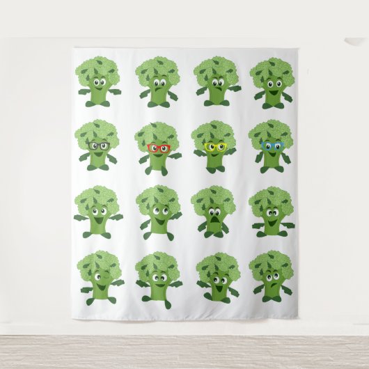 Tenture brocoli avec différentes émotions (Devant)
