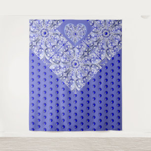 Tenture Broderie Céramique Bleue de Grèce
