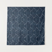 Tenture Broderie Sashiko : Indigo Motif japonais. (Devant (Horizontal))