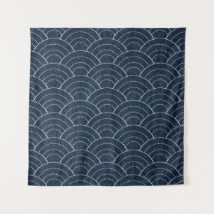 Tenture Broderie Sashiko : Indigo Motif japonais.