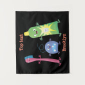 Tenture Brosse à dents mignonne dentifrice dentaire soie d (Devant)