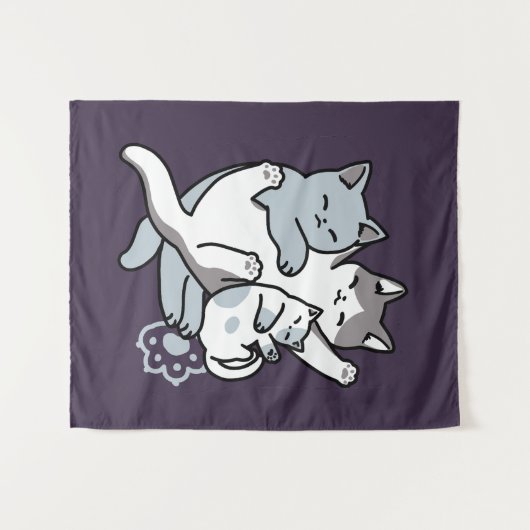 Tenture Brosse à lait - Chats à couchage mignon (Devant (Horizontal))