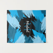 Tenture Brosse nuances de nom bleu avec monogramme (Devant (Horizontal))