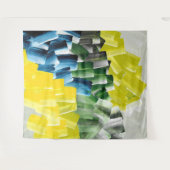 Tenture Brosses Abstraites vibrantes Jaune, Vert et Bleu (Devant (Horizontal))