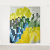 Tenture Brosses Abstraites vibrantes Jaune, Vert et Bleu (Devant)
