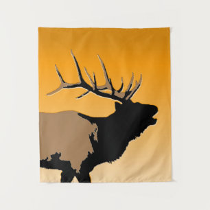 Tenture Brouillonnant Bull Elk au coucher du soleil Art or