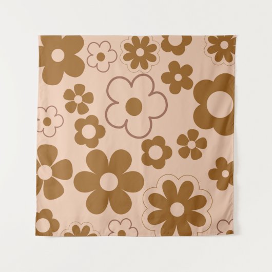 Tenture Brown Automne Retro Y2K Hippie Flower Motif (Devant (Horizontal))