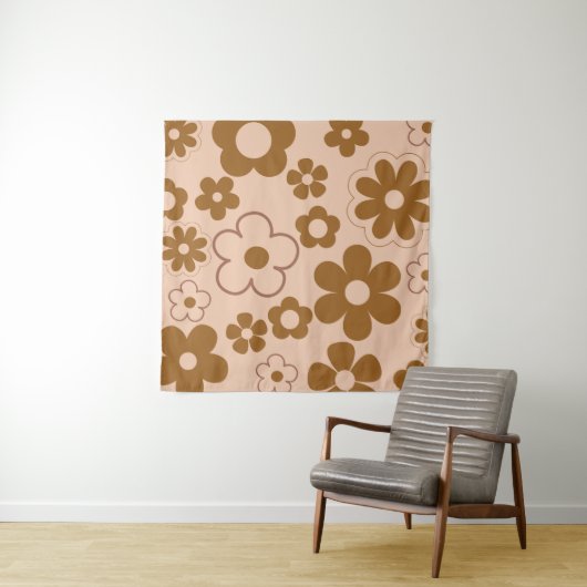 Tenture Brown Automne Retro Y2K Hippie Flower Motif (En situation)