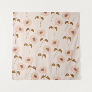 Tenture Brown Beige Retro Y2K Hippie Motif de tournesol