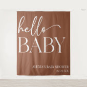 Tenture Brown Boho Bohemian Hello Baby shower bébé (Devant)