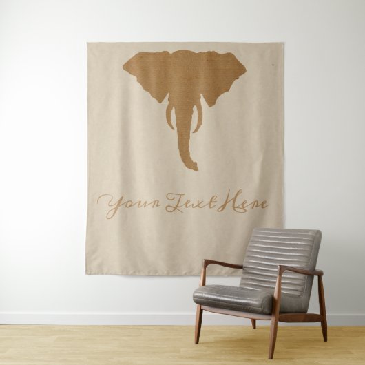Tenture Brown Elephant Head Rustique Safari Chic Jungle (En situation)