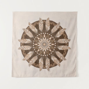 Tenture Brown Tones de la Terre Plumes Mandala