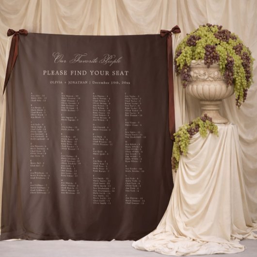 Tenture Brown Wedding Seating Chart Alphabetical Fabric
